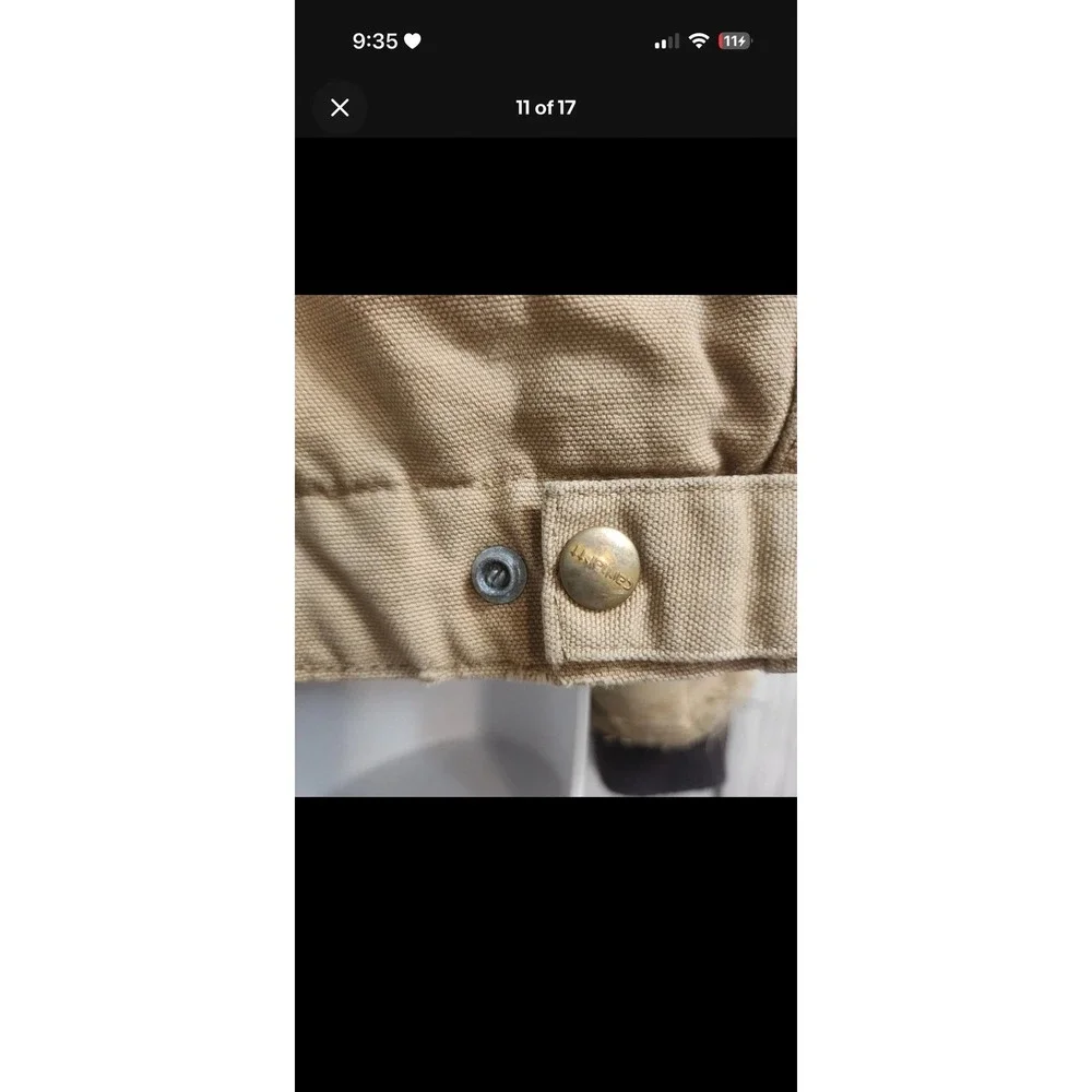 Vtg Carhartt Kid Jacket Tan Duck Canvas Quilted Lined Distressed Sz 10 USA JQ606